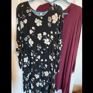 Set of TWO Old Navy Plus Size Long Sleeve Swing Dress - Size 3x